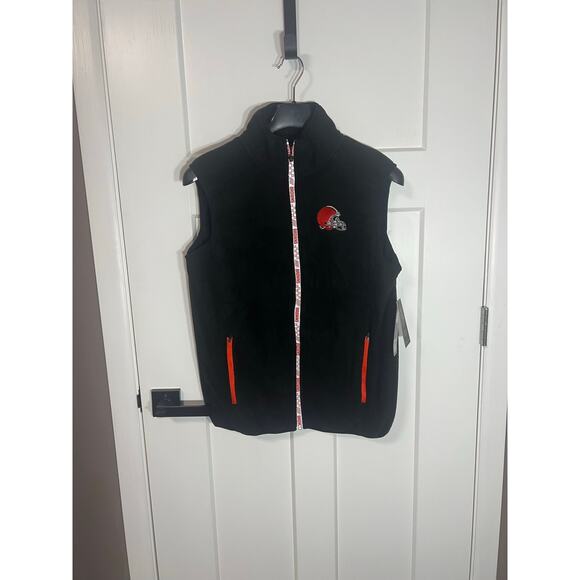 NEW Cleveland Browns Full-Zip Fleece Vest Black NFL Collection NWT Men Medium - Picture 7 of 8
